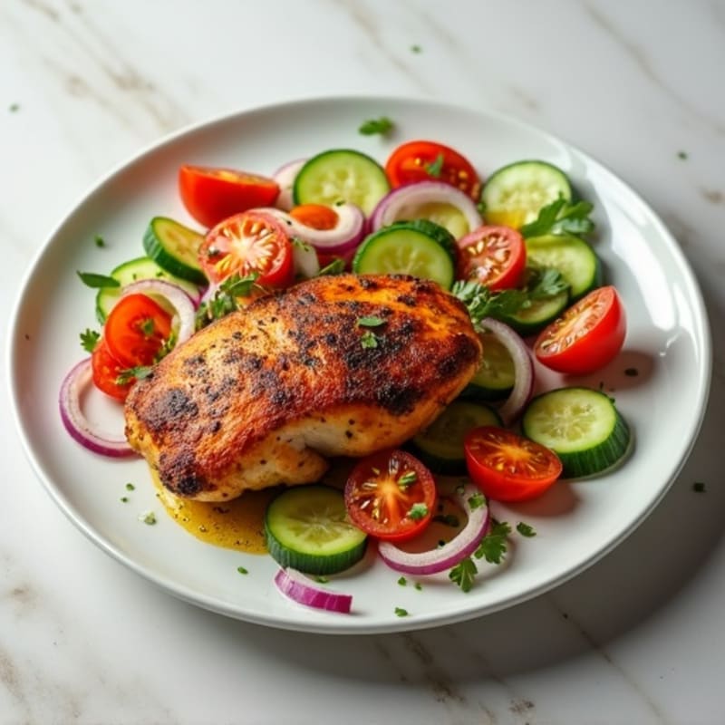 Juicy Spiced Roasted Chicken with Fresh Cucumber Salad
