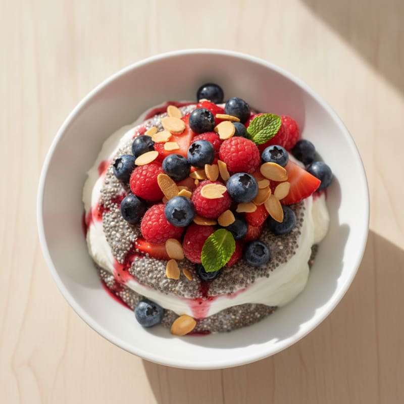 Creamy Greek Yogurt Parfait with Chia Seeds and Mixed Berries