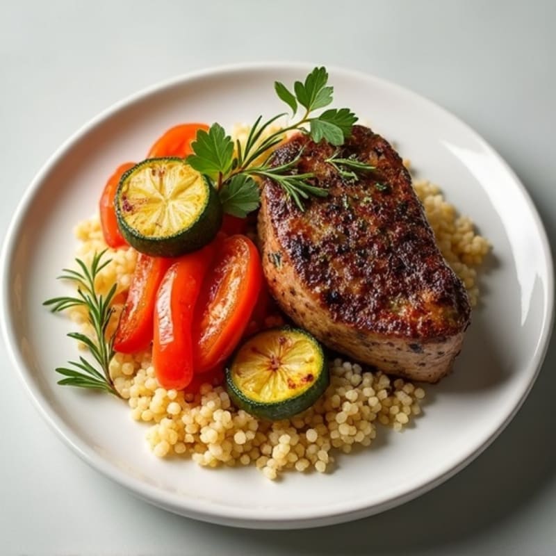 Herb-Crusted Lamb with Roasted Vegetable Couscous