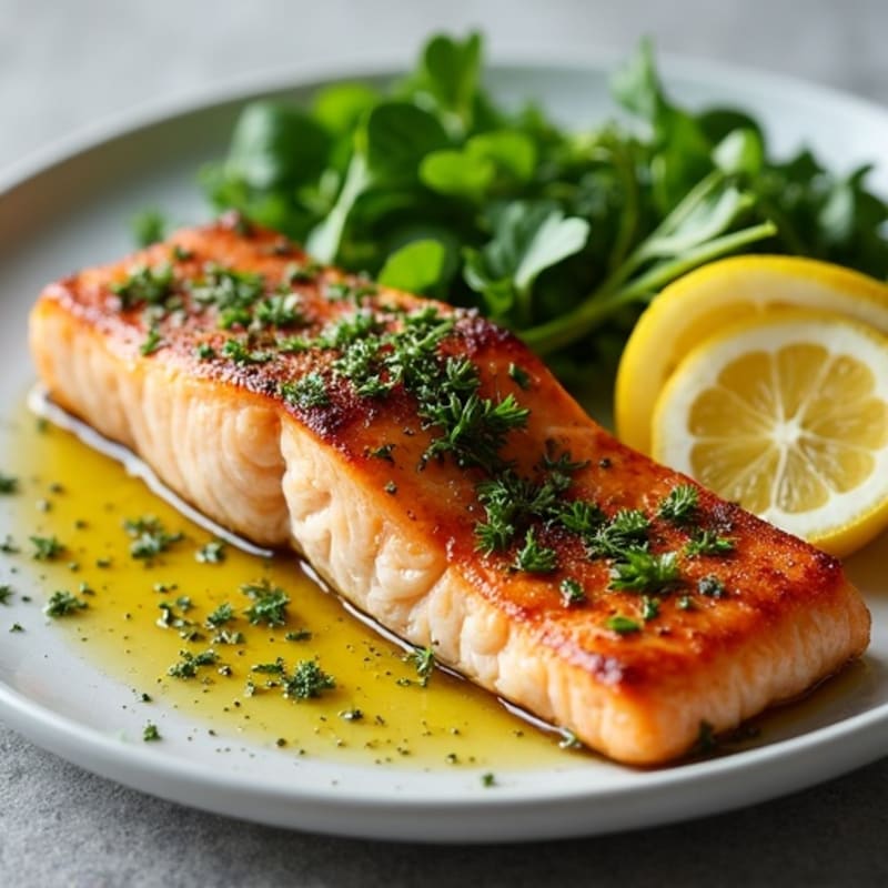 Herb-Crusted Pan Seared Salmon with Lemon