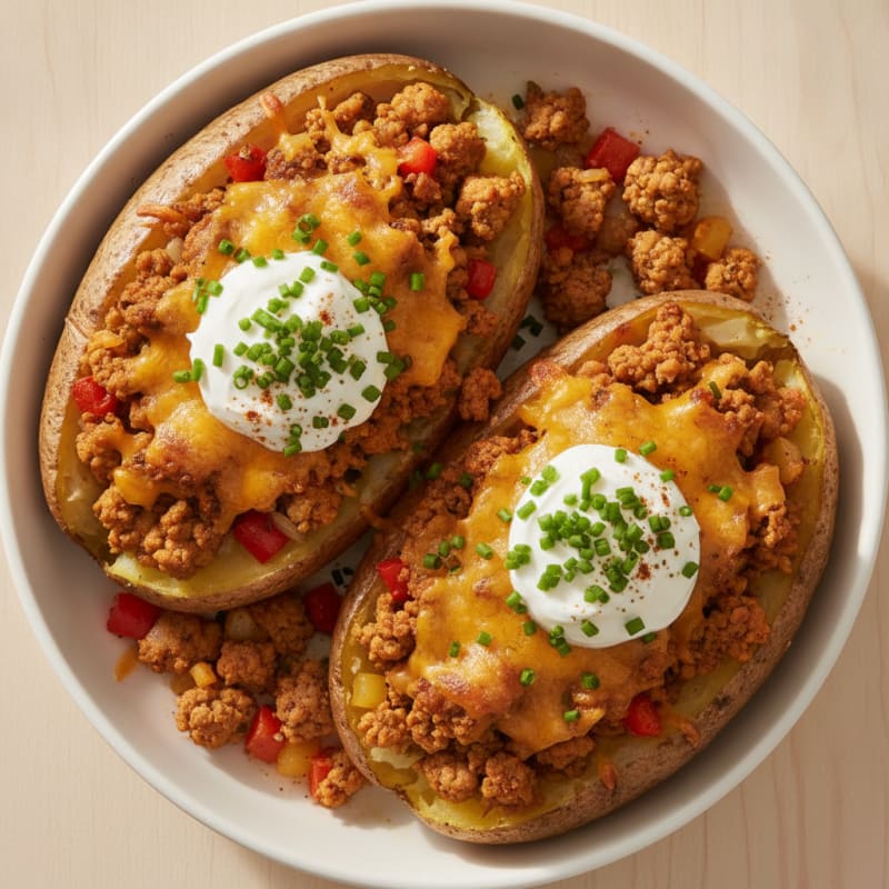 Turkey & Cheddar Baked Potatoes
