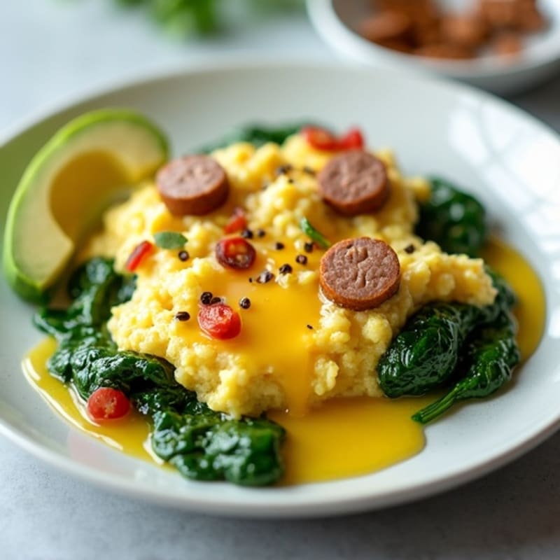 Egg White and Turkey Sausage Scramble with Spinach