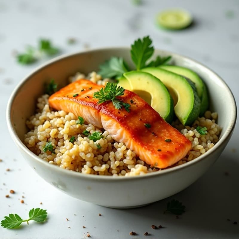 Fresh Salmon and Creamy Avocado Rice Bowl