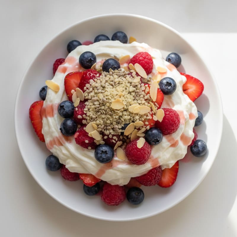 Silky Greek Yogurt Protein Parfait with Mixed Berries