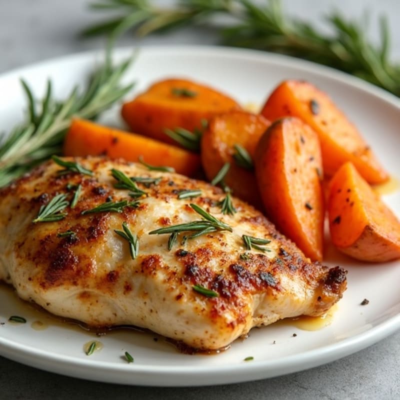 Herb-Roasted Chicken with Crispy Sweet Potatoes