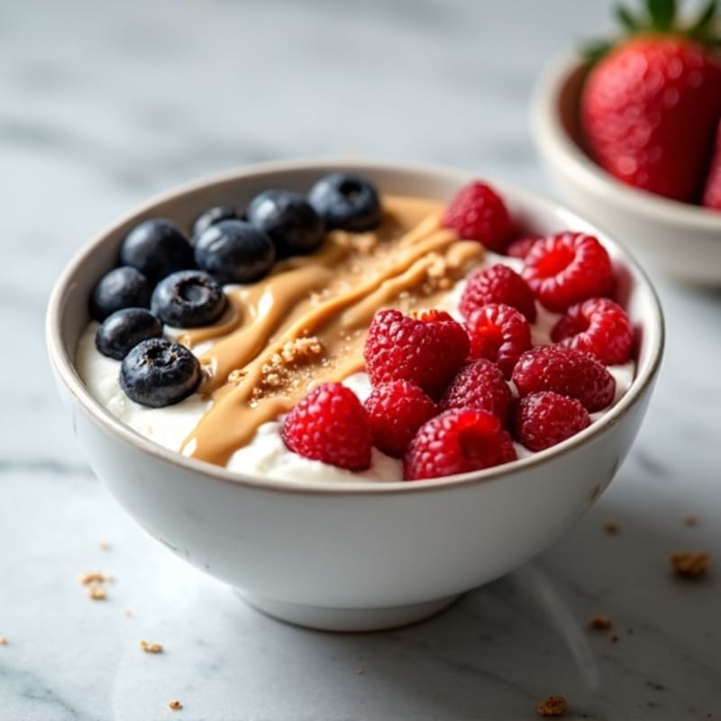 Greek Yogurt Protein Bowl with Mixed Berries and Almond Butter