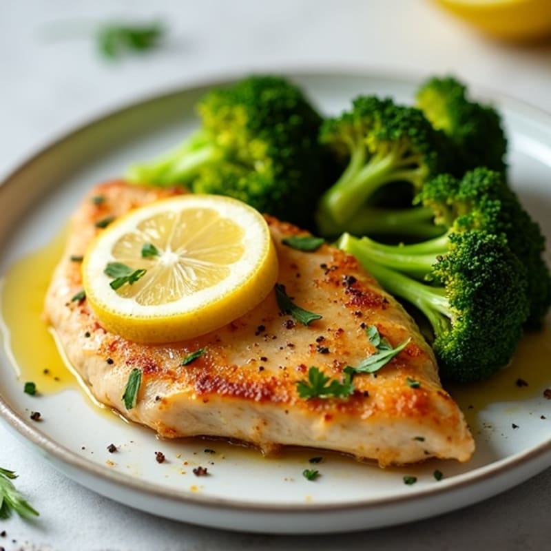 Baked Lemon Herb Chicken Breast with Crispy Roasted Broccoli