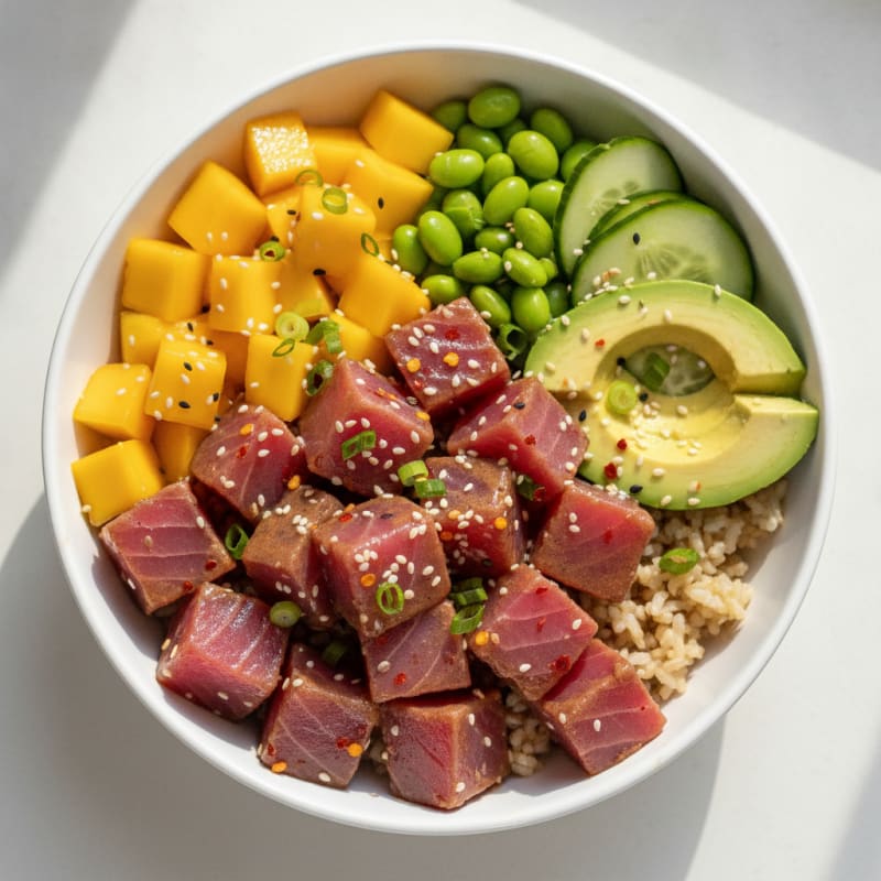 Ahi Tuna Poke Bowl with Tropical Fruit