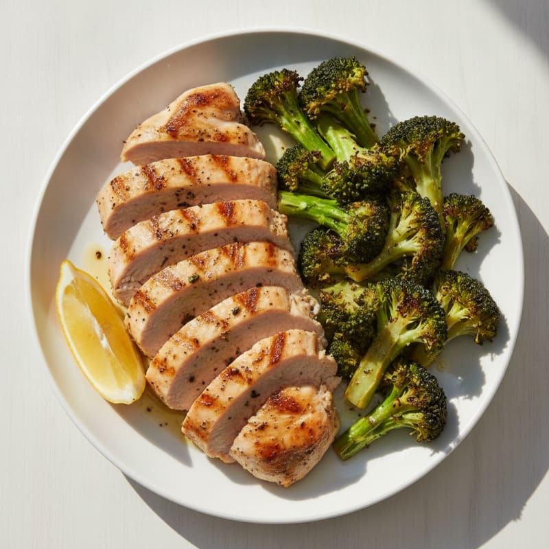 Grilled Turkey Breast with Roasted Broccoli