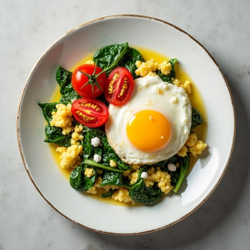 Cottage Cheese Scramble with Spinach and Cherry Tomatoes