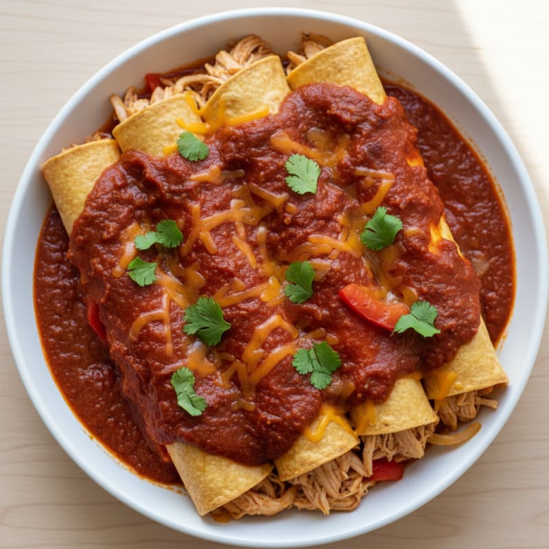 Chicken Enchiladas with Red Chili Sauce