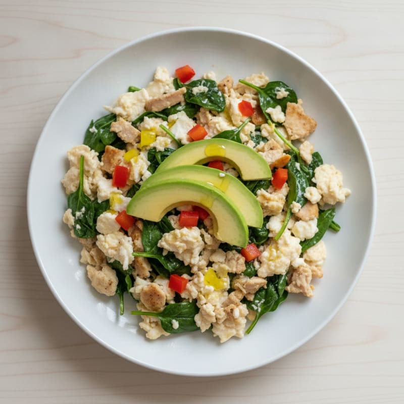 Scrambled Egg Whites with Roasted Turkey and Spinach