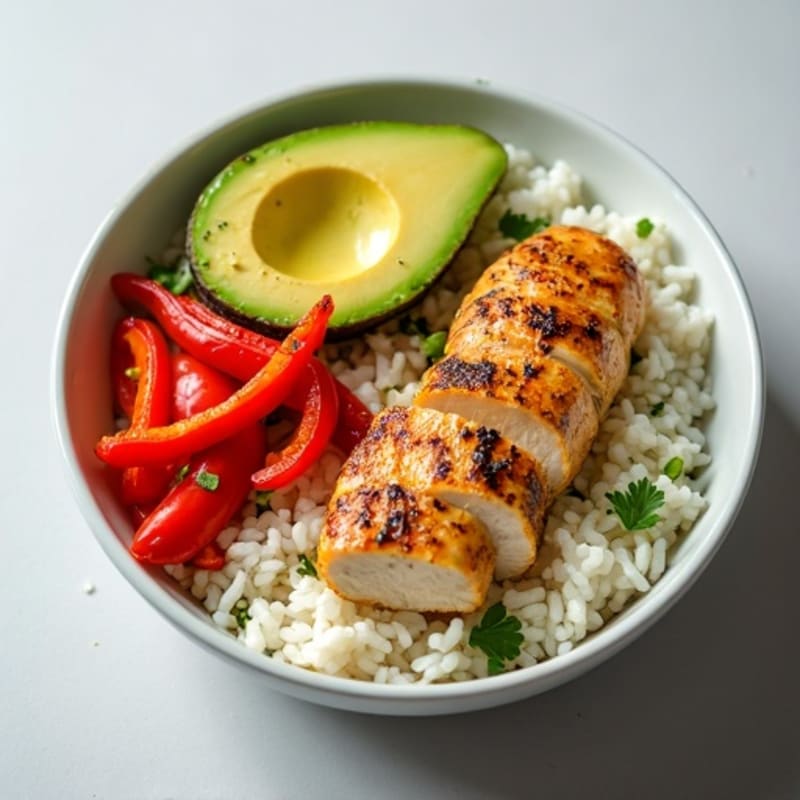 Grilled Chicken and Pepper Rice Bowl