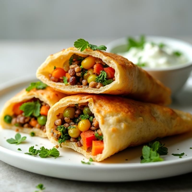 Baked Lentil-Vegetable Samosas with Mint Chutney