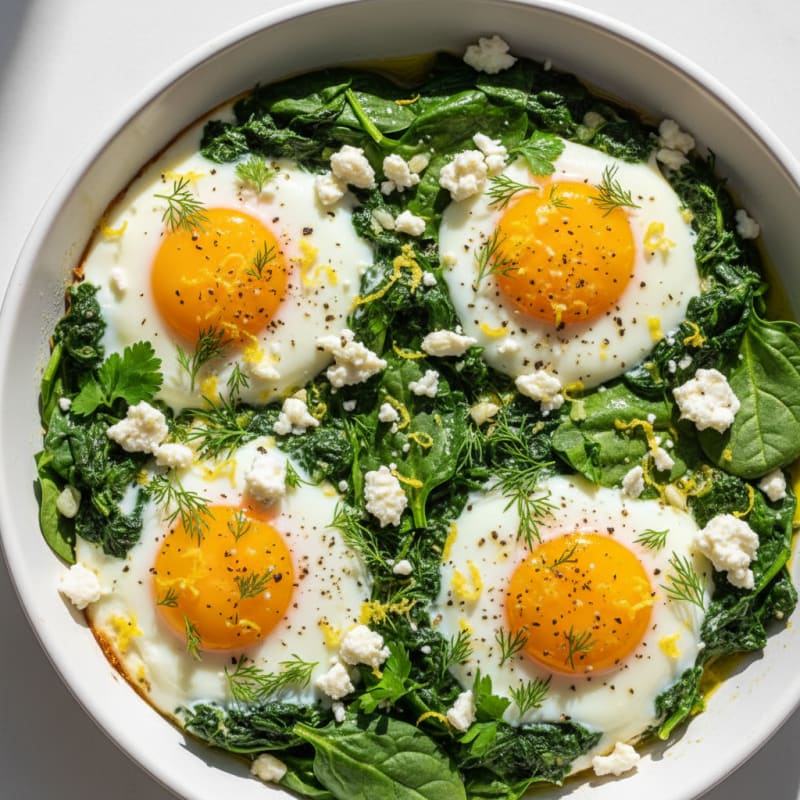 Zesty Lemon-Herb Baked Eggs with Spinach