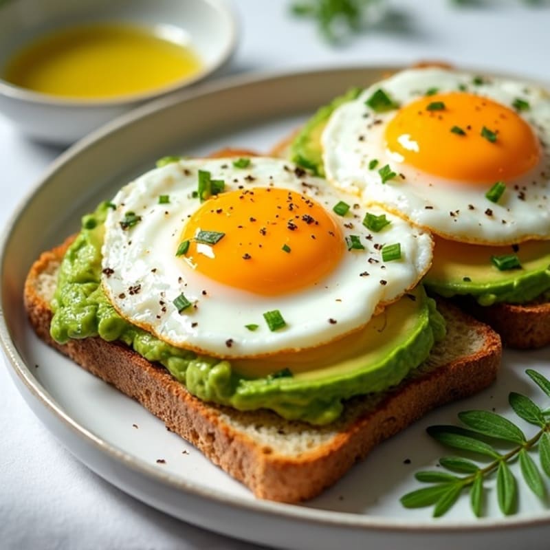 Herb-Spiced Sunny Eggs with Avocado Whole Grain Toast