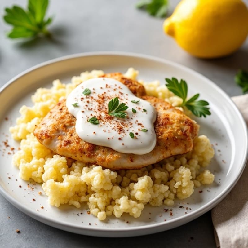 Creamy Yogurt-Spiced Chicken with Cauliflower Rice