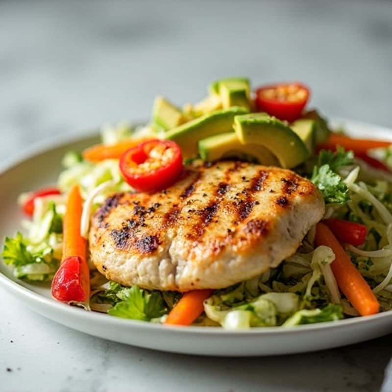Grilled Chicken Breast with Crunchy Cabbage Slaw