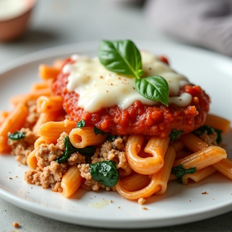 Lean Ground Turkey and Spinach Baked Ziti