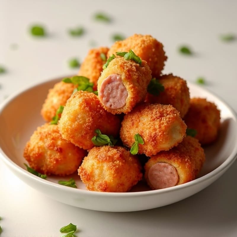 Crispy Baked Chicken Sausage Corn Dog Bites