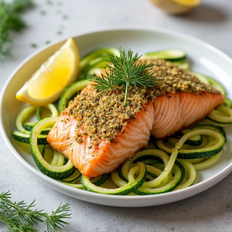 Herb-Crusted Salmon with Zucchini Noodles