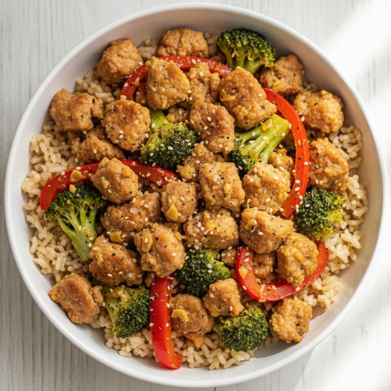 Teriyaki Ground Turkey and Vegetable Rice Bowl