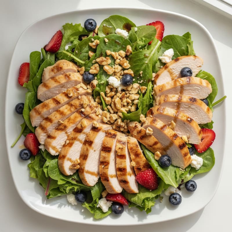 Grilled Turkey Breast Salad with Mixed Greens and Fresh Berries
