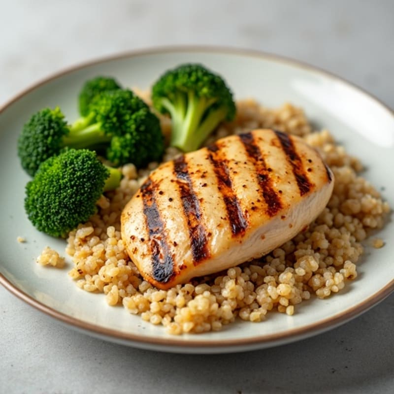 Grilled Chicken Breast with Quinoa and Steamed Broccoli