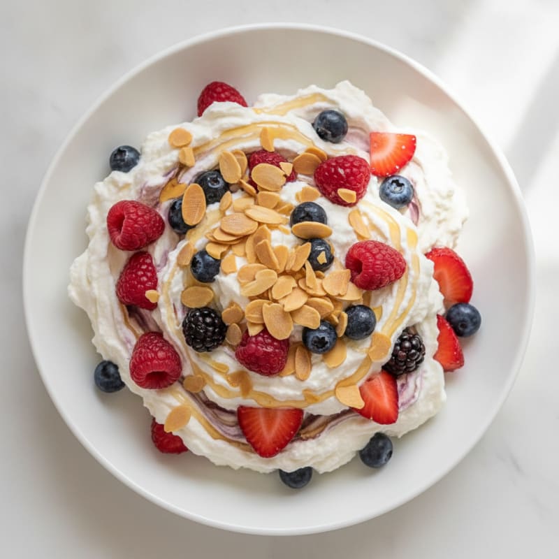 Greek Yogurt Protein Mousse with Mixed Berries
