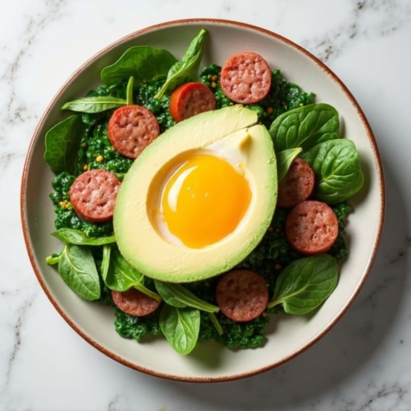 Egg White and Spinach Scramble with Turkey Sausage