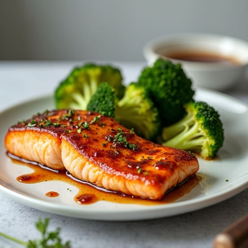 Crispy Teriyaki Glazed Salmon with Roasted Broccoli