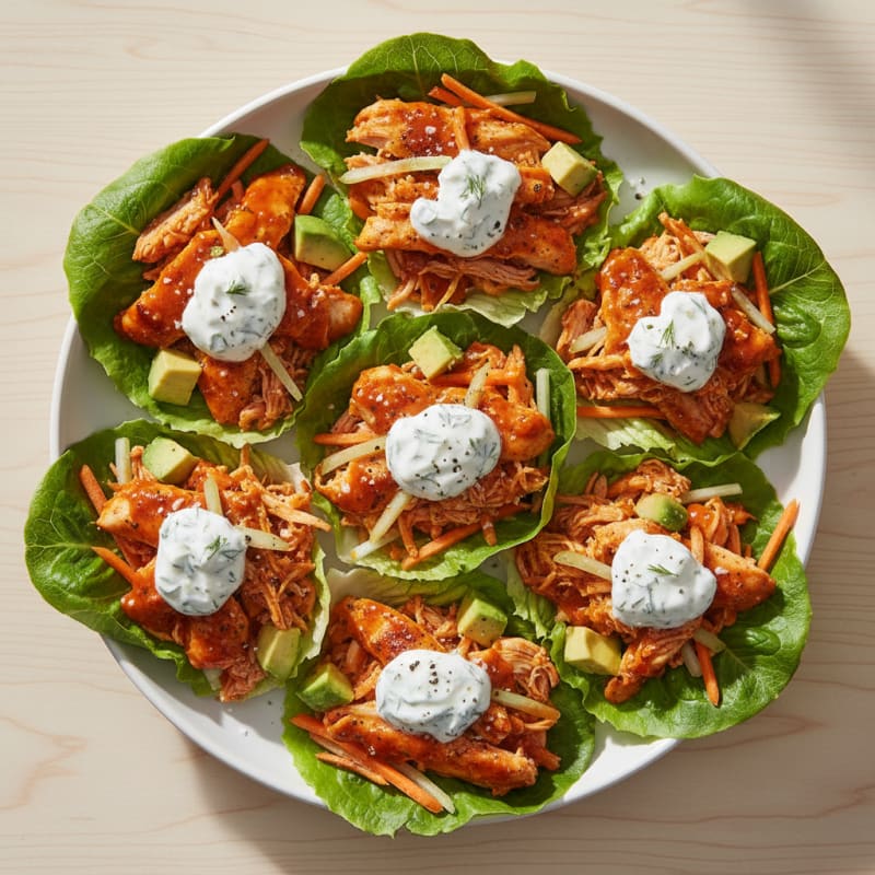 Buffalo Ranch Chicken Lettuce Wraps
