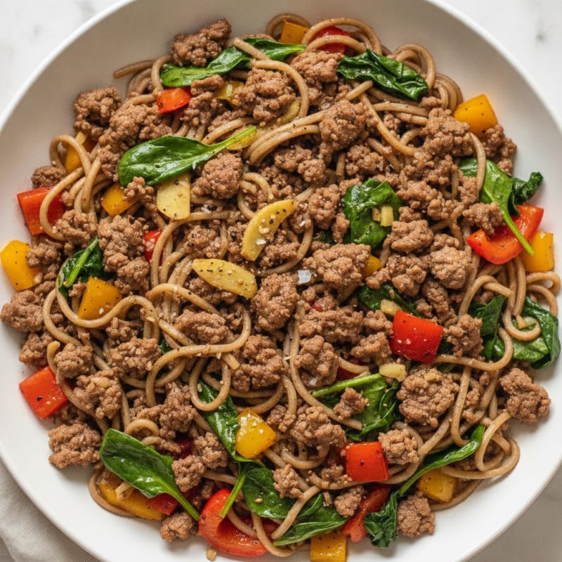 Savory Ground Beef and Noodle Skillet