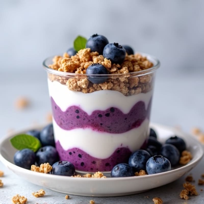 Lactose-Free Yogurt Blueberry Protein Parfait with Granola