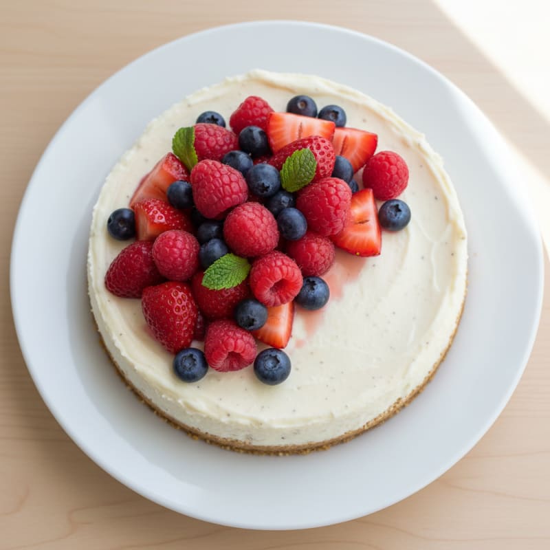 Creamy Greek Yogurt Protein Cheesecake with Fresh Berries