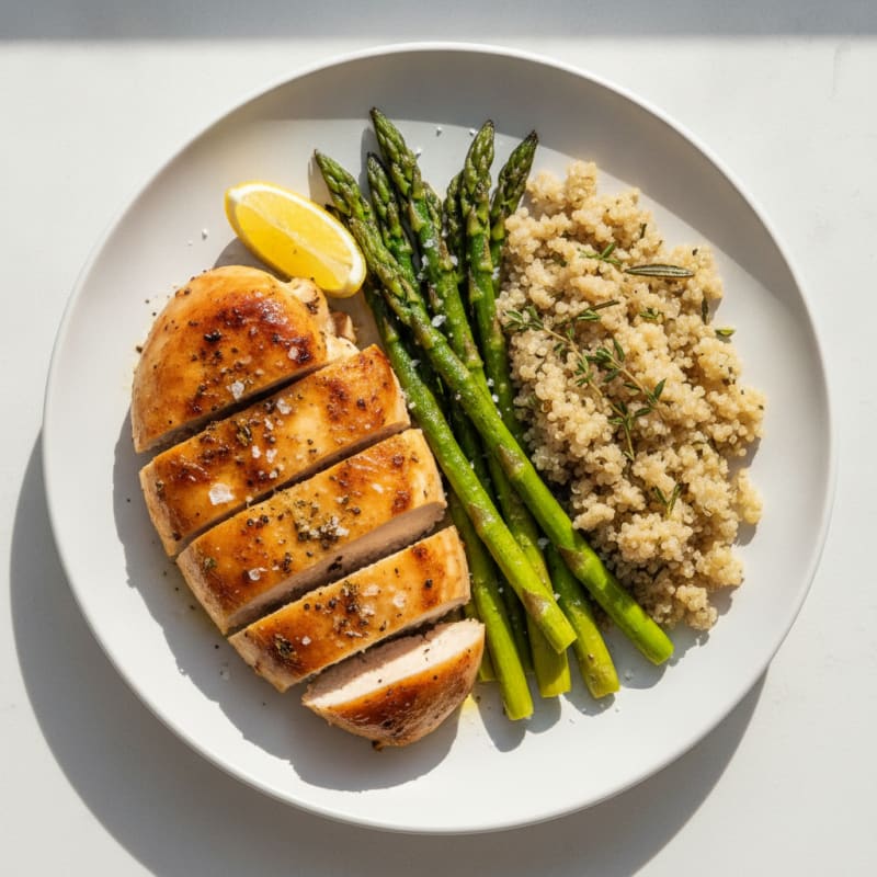 Garlic Herb Roasted Chicken with Asparagus