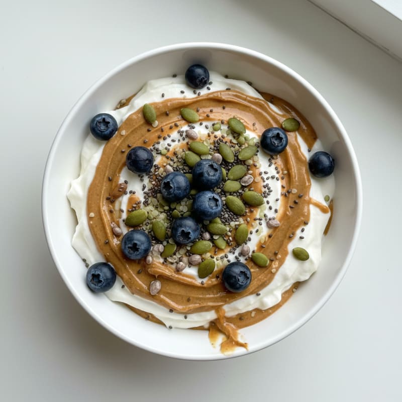Creamy Greek Yogurt Protein Parfait with Almond Butter and Mixed Seeds
