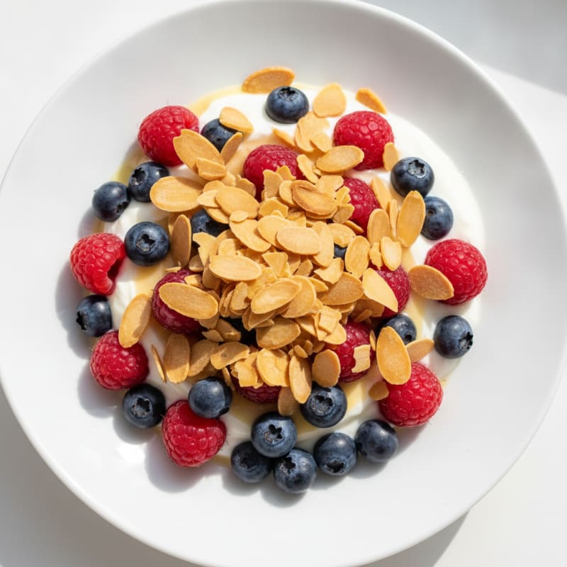 Greek Yogurt Parfait with Mixed Berries and Toasted Almonds