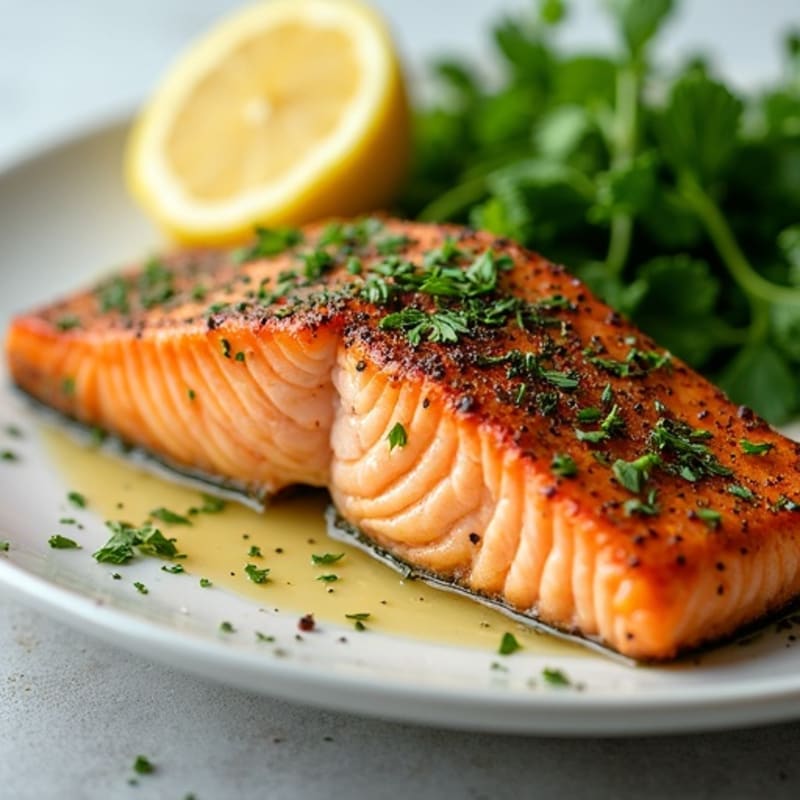 Herb-Crusted Pan Seared Salmon with Lemon