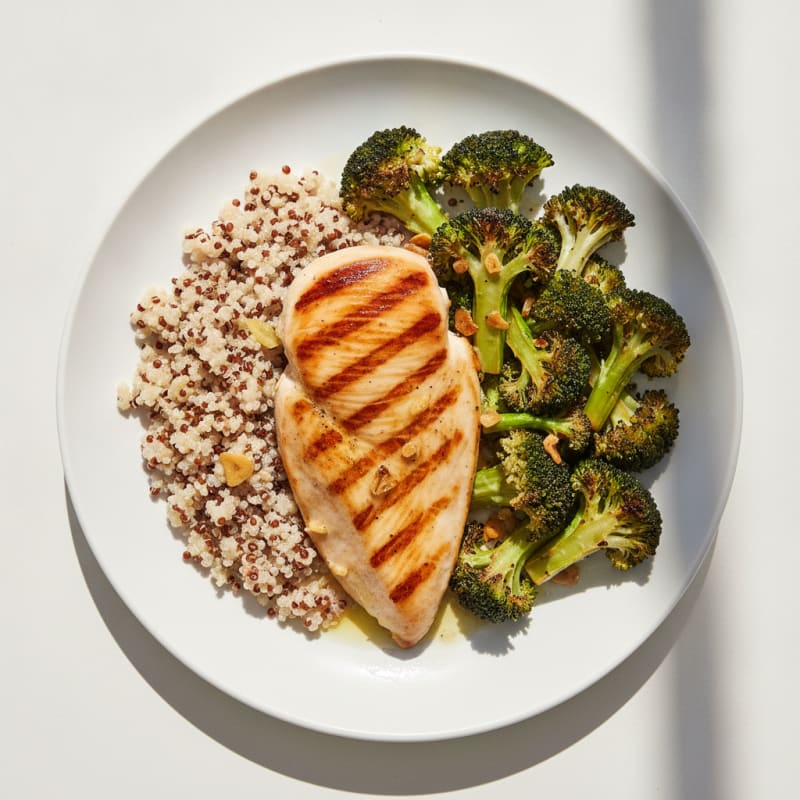 Grilled Chicken Breast with Roasted Broccoli and Quinoa