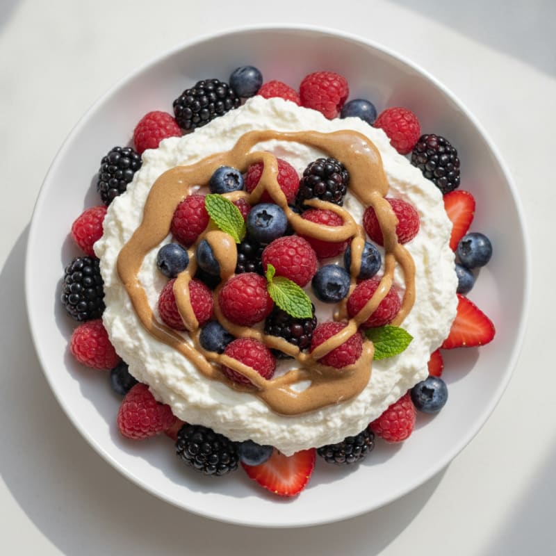 Greek Yogurt Protein Mousse with Mixed Berries