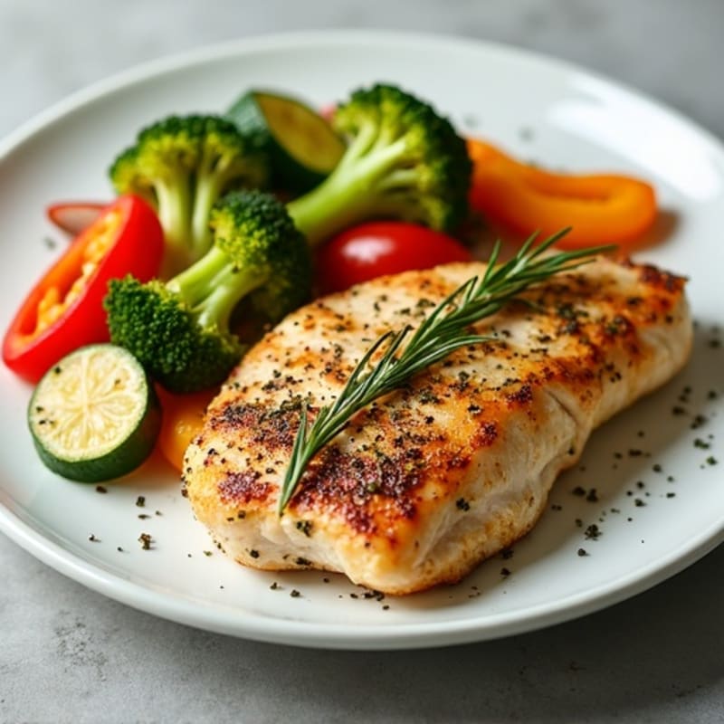 Herb-Crusted Pan Seared Chicken with Roasted Vegetables