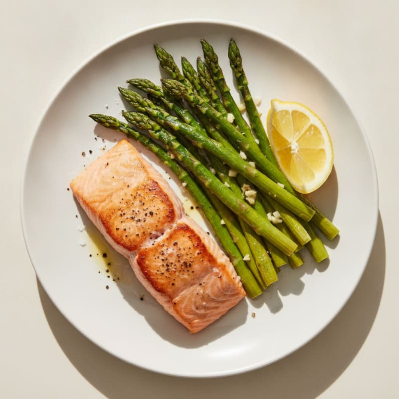 Pan-Seared Salmon with Roasted Asparagus
