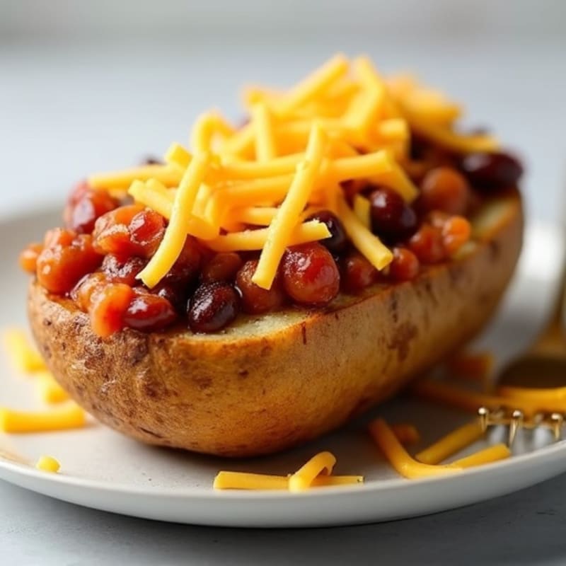 Crispy Baked Potato Halves with Lean Chili and Melted Cheese