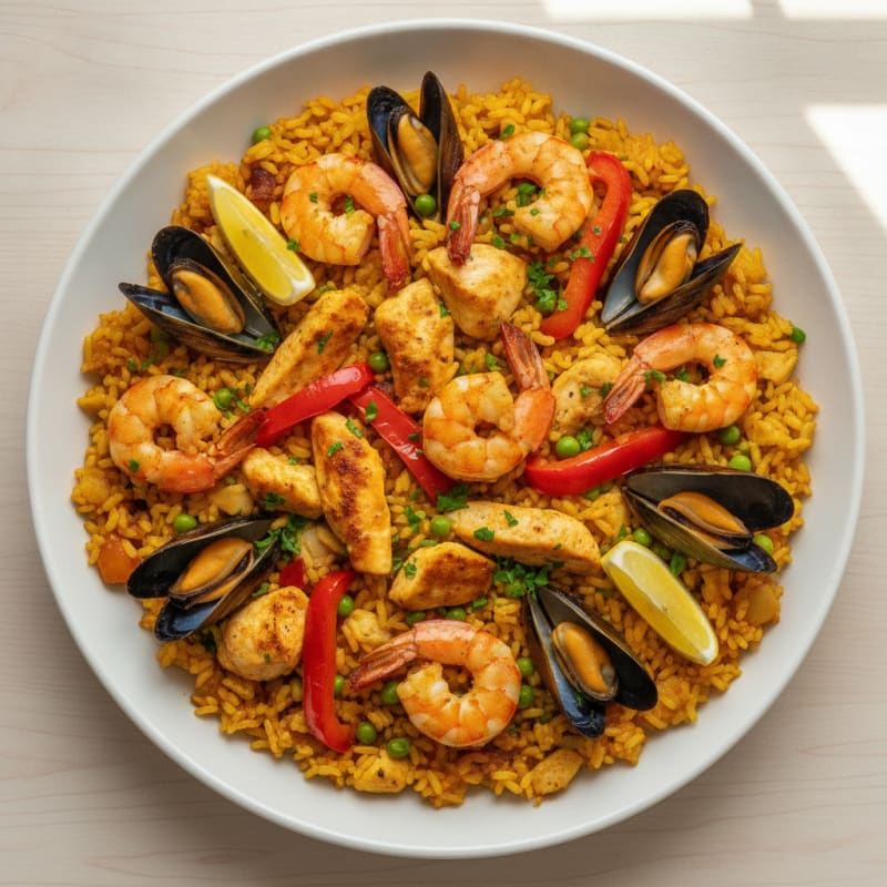 Spanish Seafood Paella with Saffron Rice