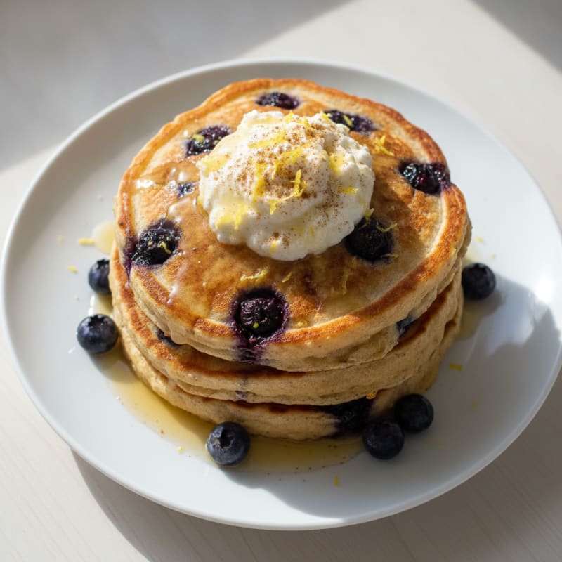 Blueberry Ricotta Protein Pancakes