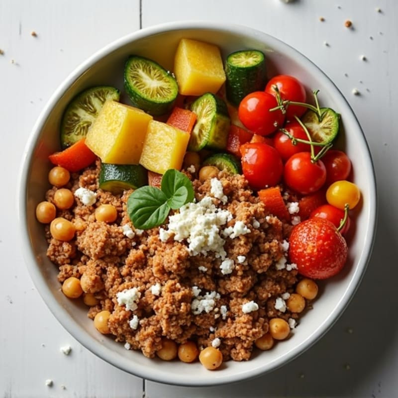 Spiced Ground Turkey and Roasted Vegetable Bowl