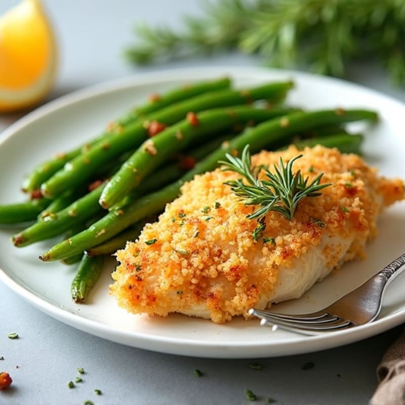 Crispy Lemon-Herb Baked Chicken with Roasted Green Beans