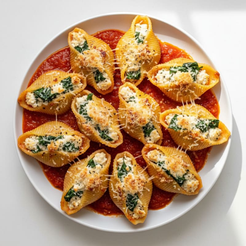 Baked Spinach Ricotta Stuffed Shells