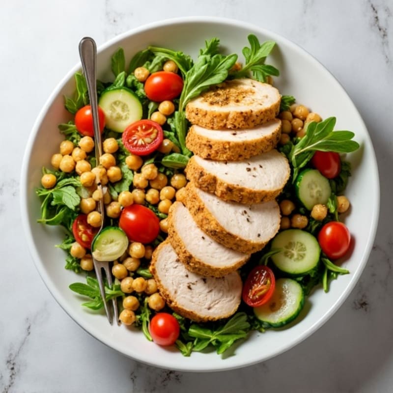 Seared Turkey Breast Salad with Chickpeas and Lemon-Tahini Dressing